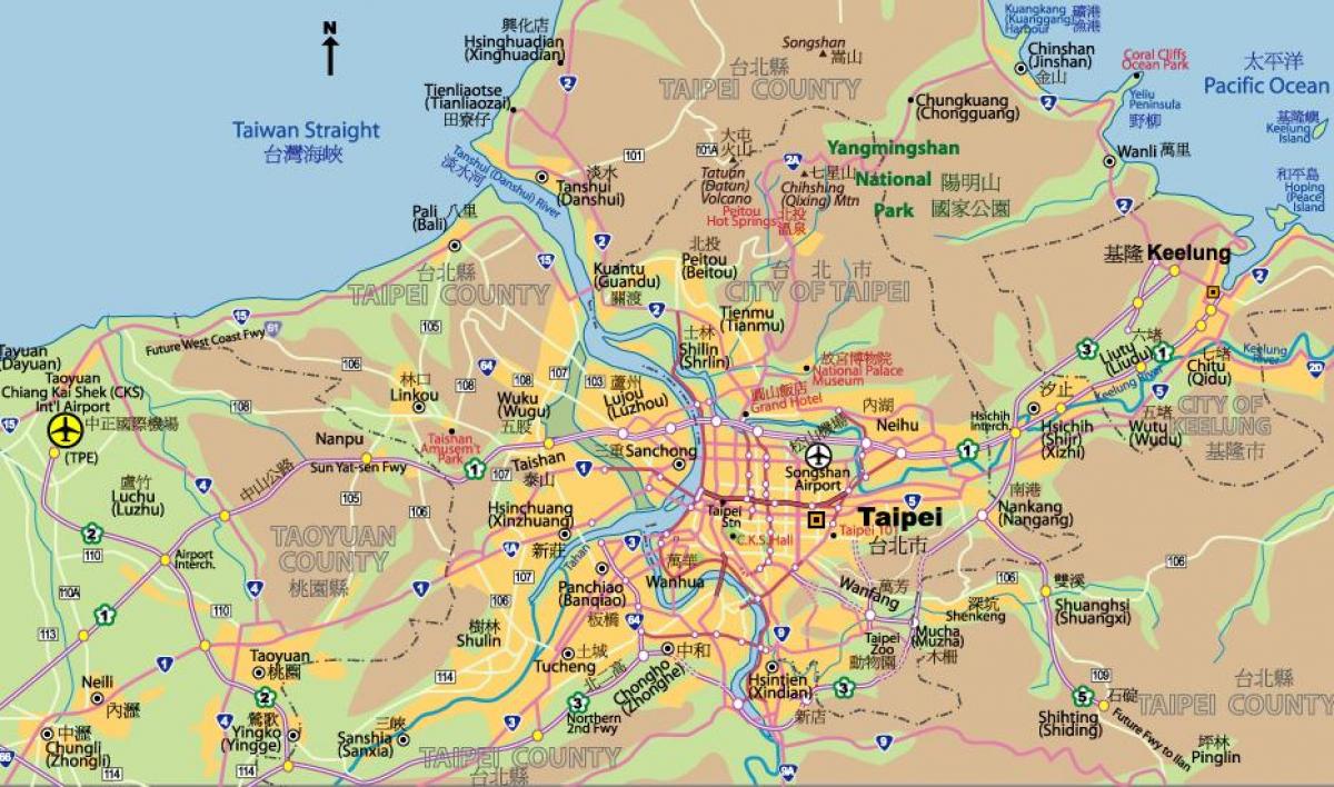 Taipei në qendër të qytetit hartë