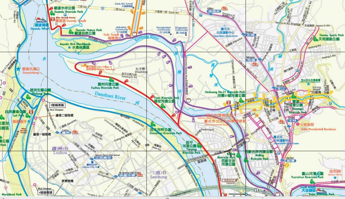 harta e Taipei biçikletë rrugën
