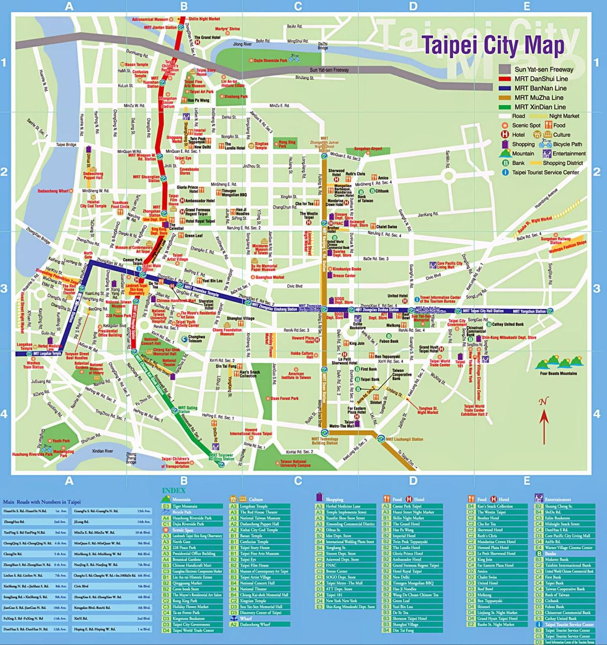 Taipei turistike njolla të hartës