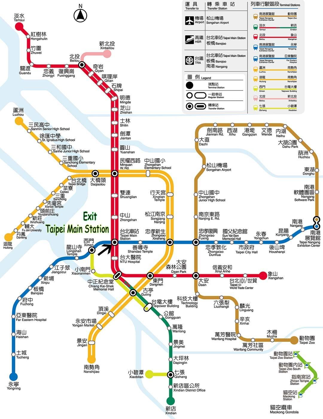 Taipei kryesore stacioni metroje mall hartë