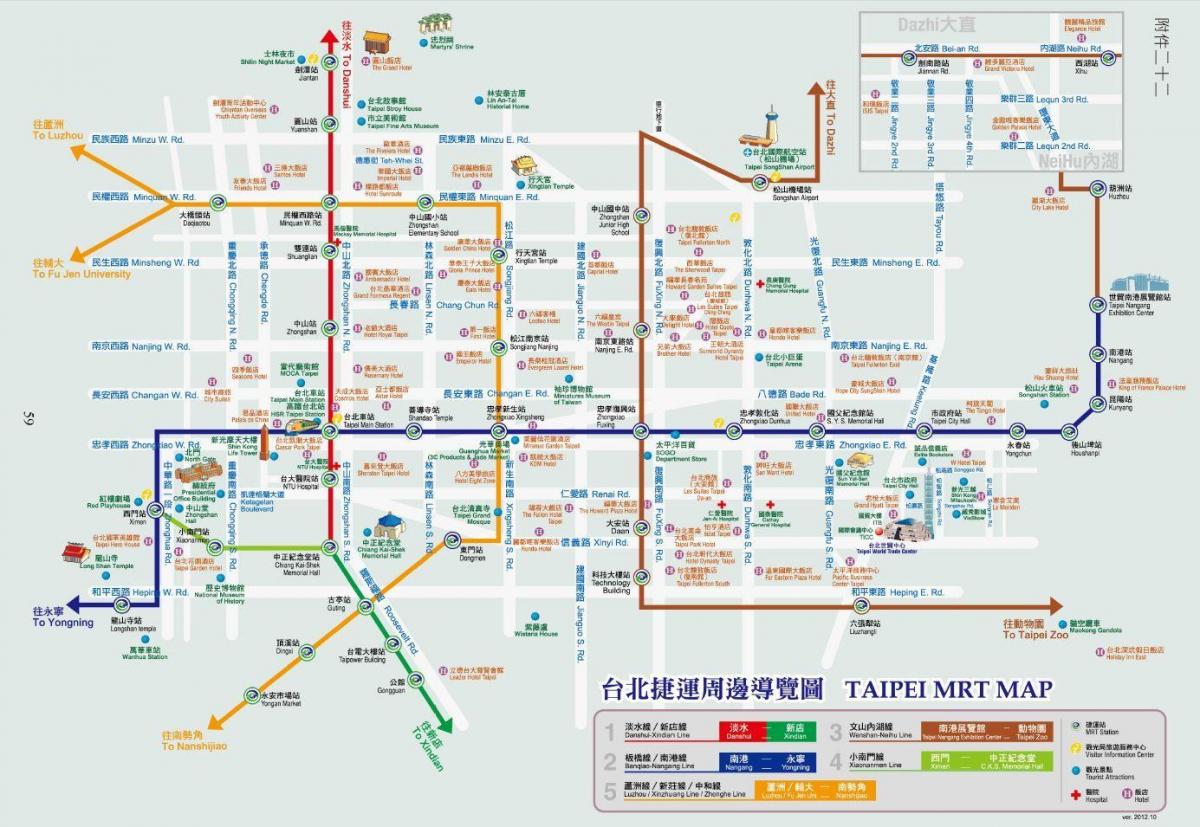 Taipei metro hartë me atraksionet