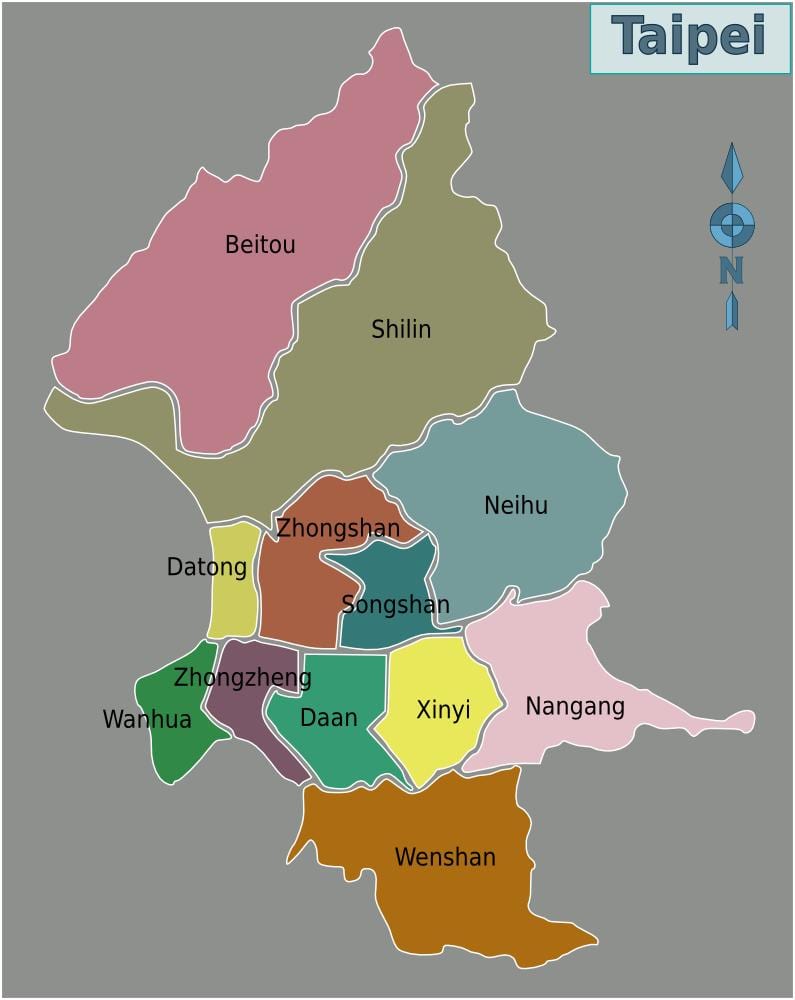 Taipei qytetit e qarkut hartë