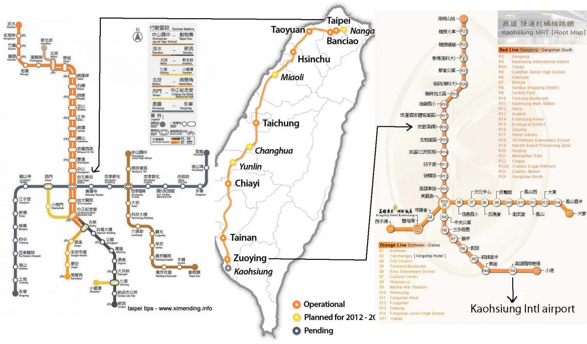 harta e Taipei shpejtësi të lartë stacioni hekurudhor