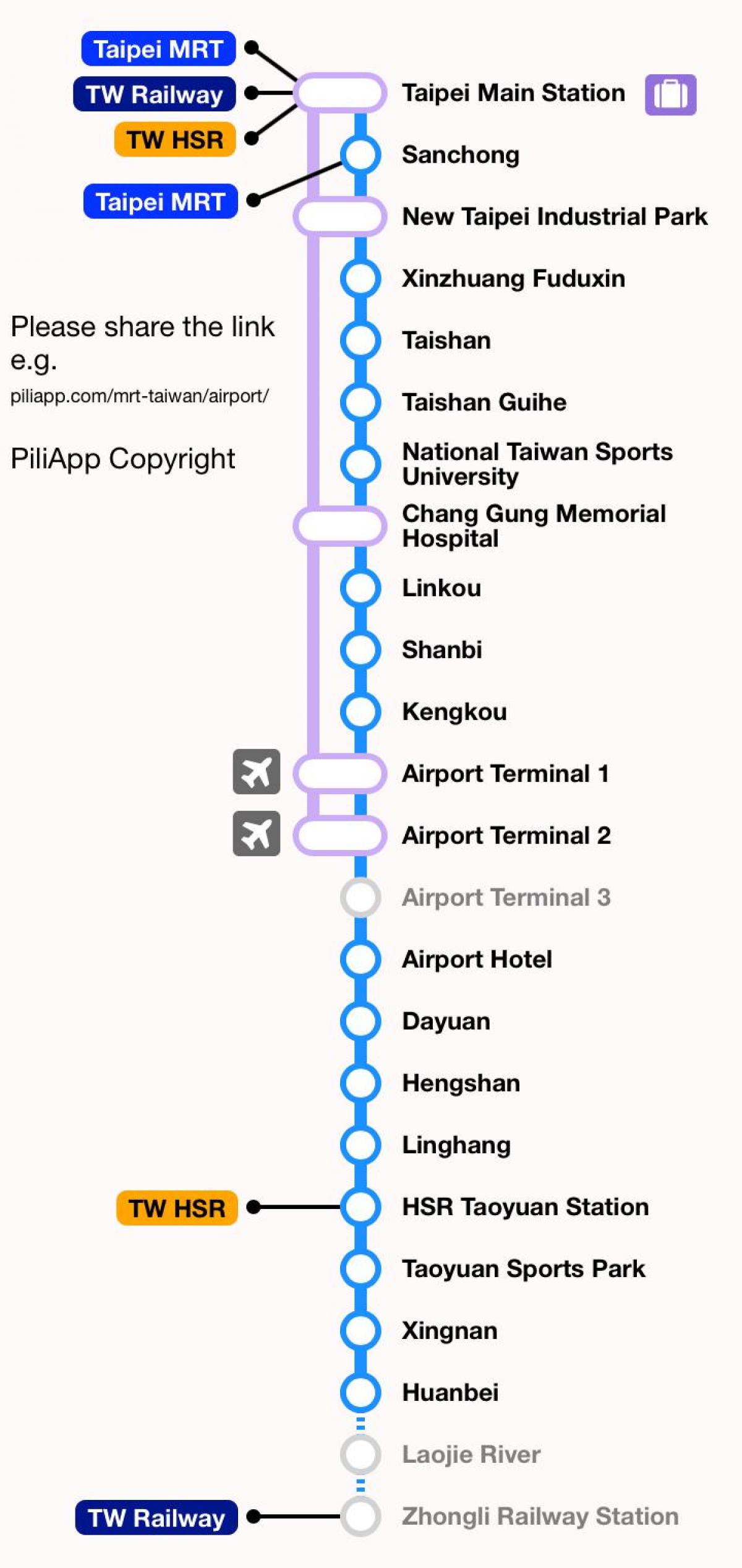 Taipei mrt hartë taoyuan aeroport